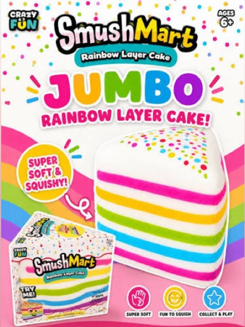 NEW SMUSHMART JUMBO VIRAL RAINBOW SQUISHY LAYER CAKE